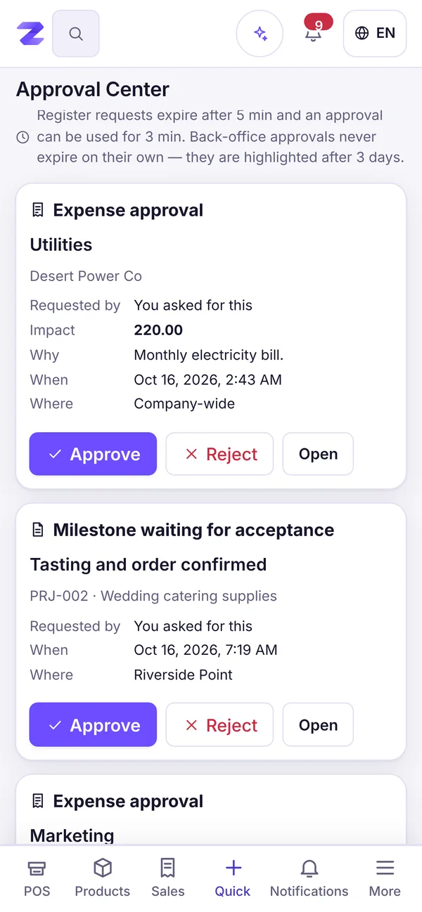 Every decision waiting in one Approval Center